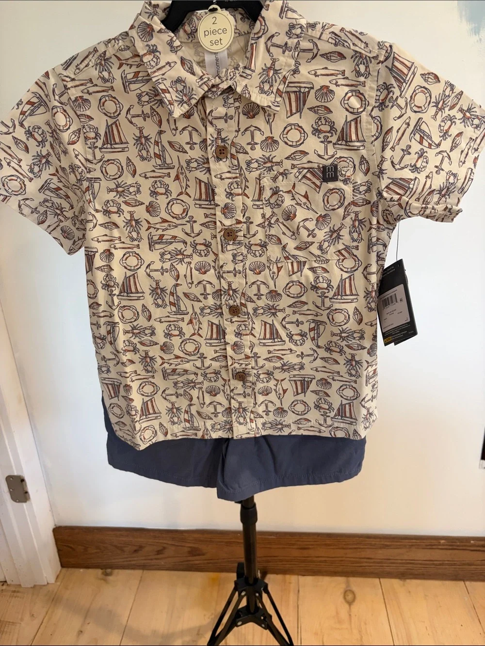 Lot of 2 Gerber Matching Moments Boys Sets-Nautical/Hawaiian print. Size 4T NWT